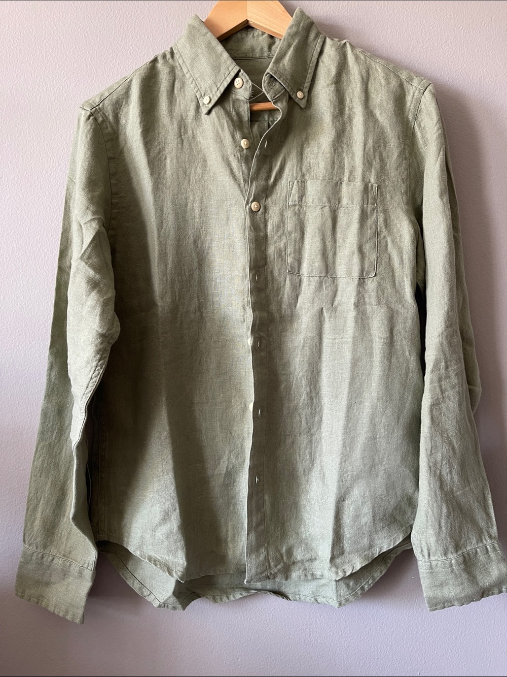 New Alex Crane Linen Playa Long-Sleeve Button-Down Shirt S